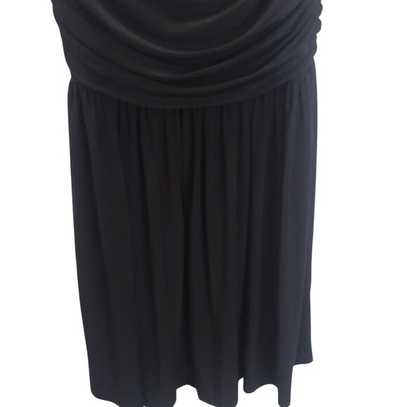 Tiana B. Dress Womens Medium Black Drapey Ruched A-Line Cocktail Little Black - Picture 2 of 13